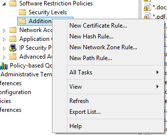 whitelist software restriction policy